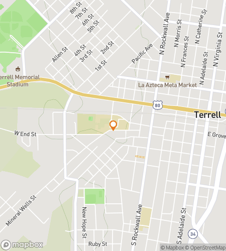 Map of scavenger hunt walking tour for Terrell‘s Downtown Treasure Trot