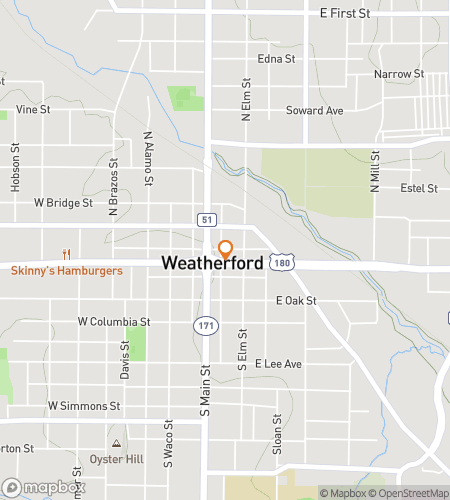 Map of scavenger hunt walking tour for  Weatherford scavenger hunt