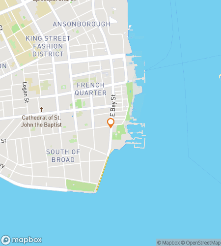 Hartă a turului pe jos de vânătoare de comori pentru Charleston Audio Tour Adventure