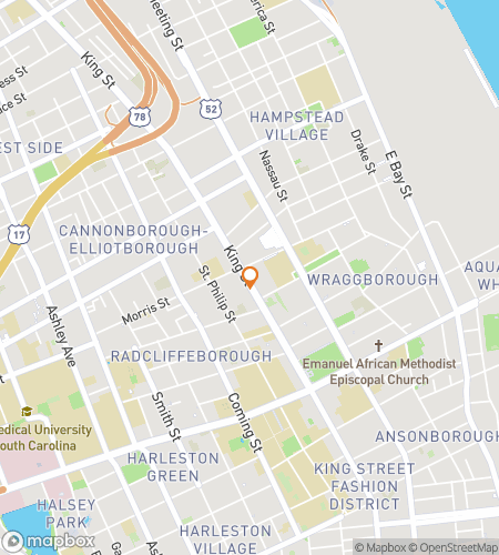 Hartă de tur ghidat de vânătoare de comori pentru Charleston Chase Bar Crawl