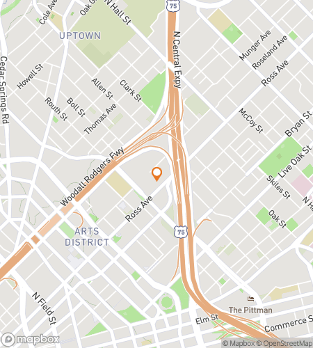 Hartă a turului de plimbare cu vânătoare de comori pentru Vânătoarea de comori în Districtul Artelor din Dallas