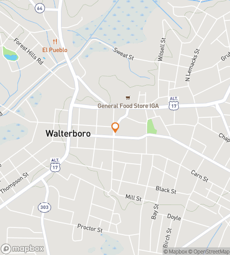 Hartă a turului pedestru de vânătoare de comori pentru Walterboro Wonders Wander