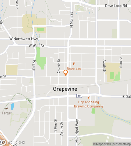 Map of scavenger hunt walking tour for Grapevine Texas Bar Hunt