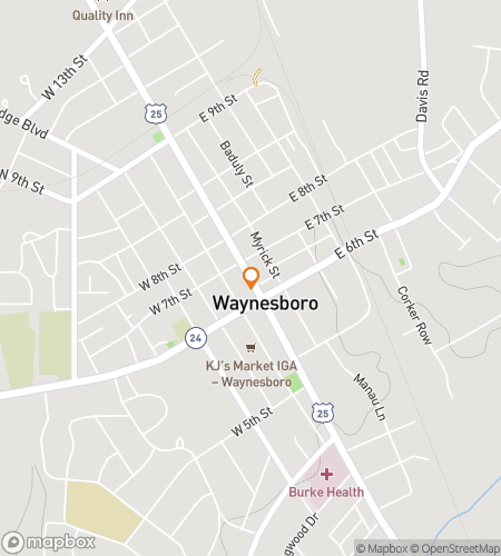 Map of scavenger hunt walking tour for Waynesboro Whimsical Wonders Hunt