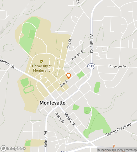 Map of scavenger hunt walking tour for Flight of the Falcons: A Montevallo Hunt