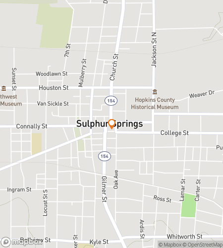 Map of scavenger hunt walking tour for Sulphur Springs Surprise Scramble