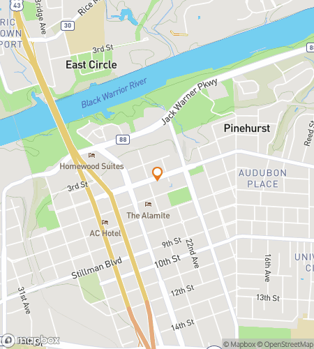 מפה של סיור הליכה לחיפוש אוצרות עבור סיבוב הברים בטאסקלוסה