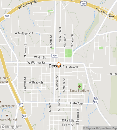 Map of scavenger hunt walking tour for Decatur Dashin‘ Daredevils Hunt