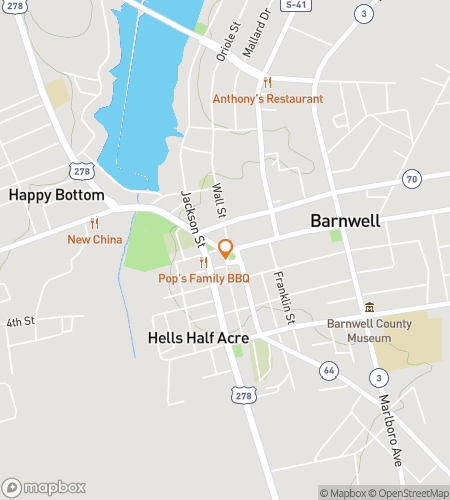 Map of scavenger hunt walking tour for Barnwell‘s Bountiful Bonanza Hunt