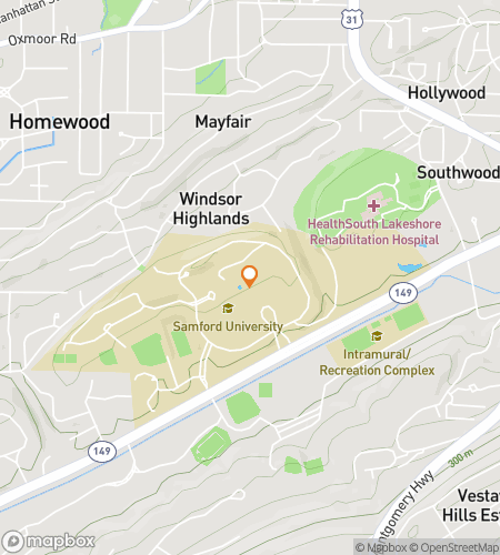 Mapa pěší túry scavenger hunt pro Samford University Heritage Hunt