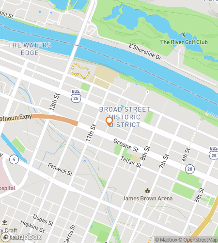 Map of scavenger hunt walking tour for Augusta Georgia Bar Crawl