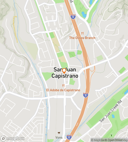 Mappa del tour a piedi con caccia al tesoro per Capistrano‘s Swashbuckling Scavenge