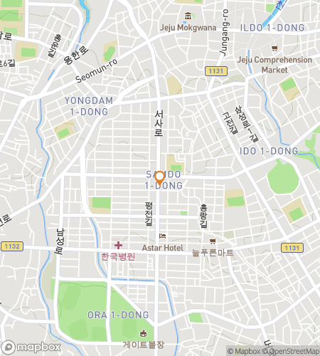 Map of scavenger hunt walking tour for Jeju City Scavenger Hunt