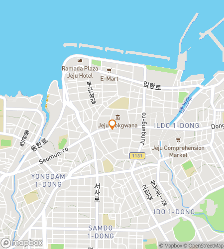 Kart over skattejakt-vandretur for Jeju City Skattejakt