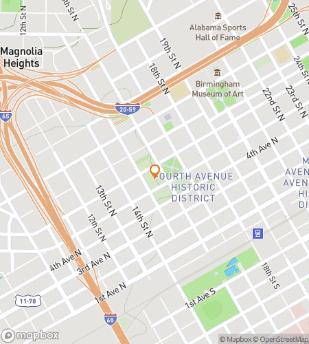 Map of scavenger hunt walking tour for Pillars of Birmingham