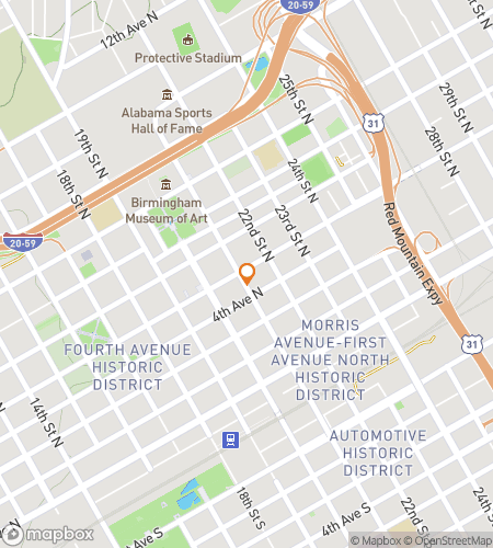 Mapa pěší prohlídky s hledáním pokladu pro Downtown Birmingham Ghost Tour