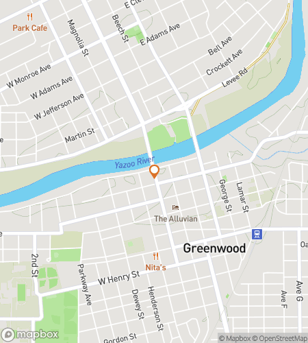 Map of scavenger hunt walking tour for Greenwood‘s Grand Gator Galivant