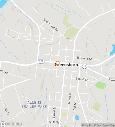 Map of scavenger hunt walking tour for Greensboro‘s Giddy Gallivant Adventure