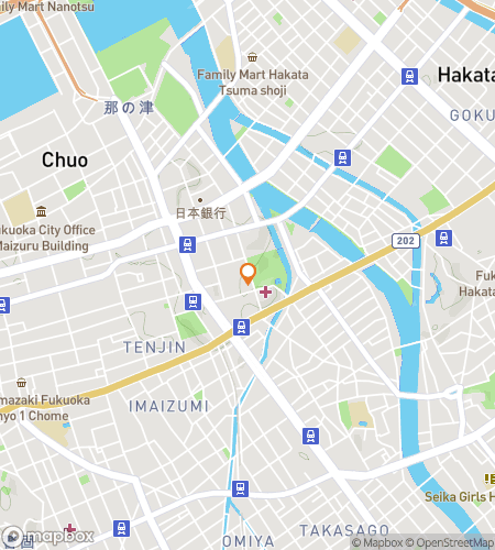 Map of scavenger hunt walking tour for Ramen, Rooftops & Hidden Corners of Fukuoka