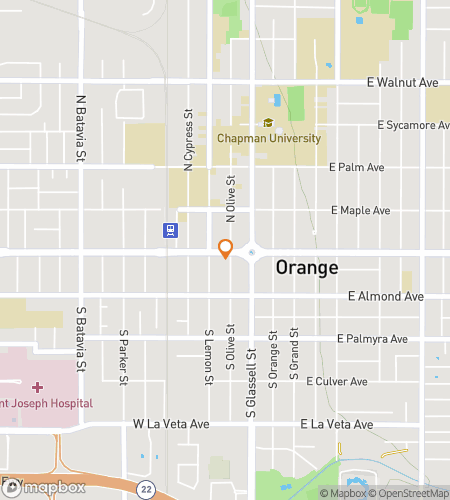 Map of scavenger hunt walking tour for Orange California Bar Hunt