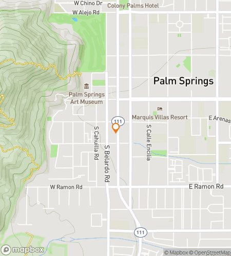 Map of scavenger hunt walking tour for Palm Springs Art & Infamy