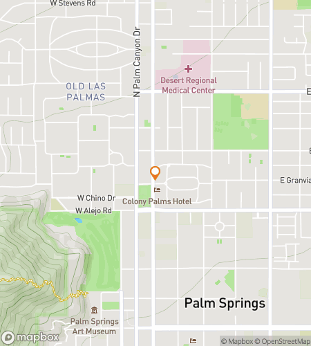 Map of scavenger hunt walking tour for Eerie Echoes of Palm Springs