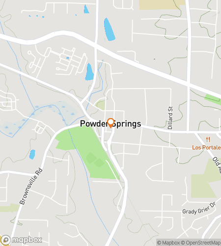 Map of scavenger hunt walking tour for Powder to the People! The Playful Powder Springs Hunt