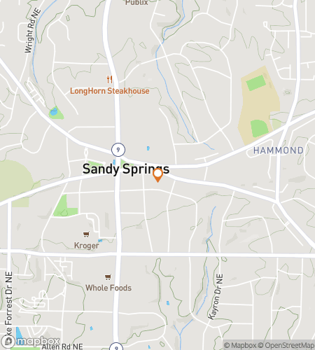 Carte de la visite guid&eacute;e &agrave; pied de la chasse au tr&eacute;sor pour Sandy Springs