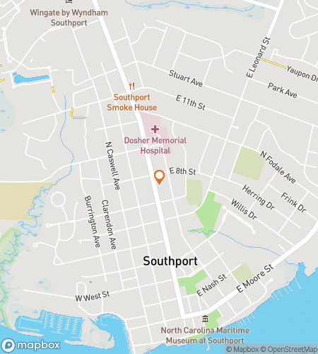 מפת סיור רגלי של ציד אוצרות לסיבוב ברים בסאות'פורט צפון קרוליינה