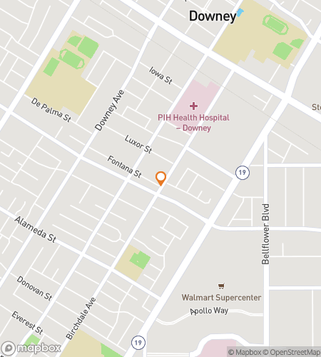 Map of scavenger hunt walking tour for Downey Scavenger Hunt