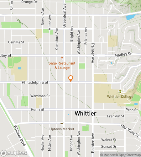 Map of scavenger hunt walking tour for Whittier Bar Crawl