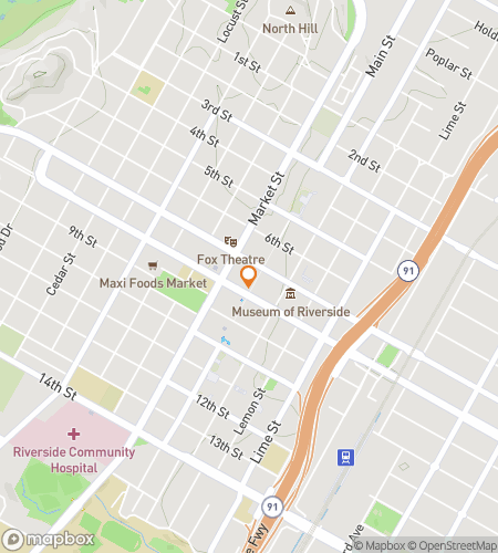 Map of scavenger hunt walking tour for Rumble Through Riverside Bar Crawl