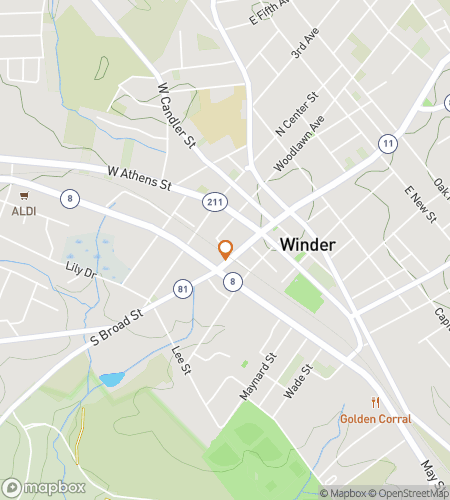 Map of scavenger hunt walking tour for Winder Whimsical Wanderings