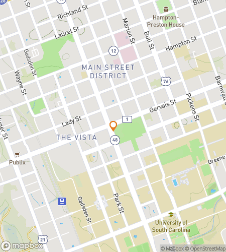 Map of scavenger hunt walking tour for Columbia South Carolina Bar Hunt