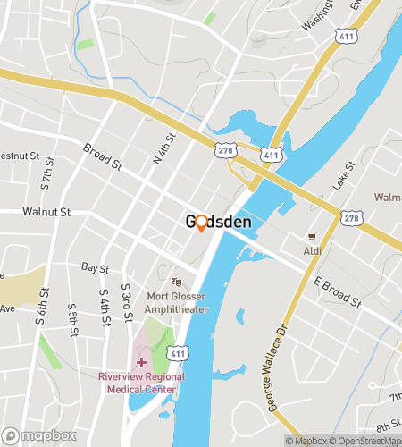 Map of scavenger hunt walking tour for Gadsden Gadabouts‘ Grand Hunt