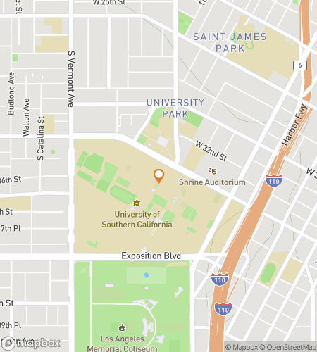 Map of scavenger hunt walking tour for  University of Southern California Hunt