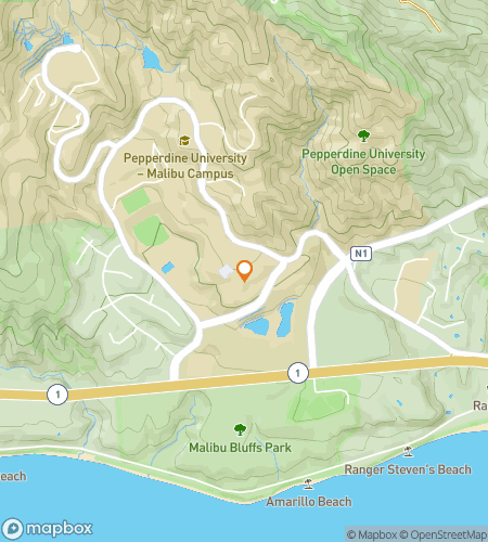 Map of scavenger hunt walking tour for Making Waves: The Pepperdine Quest