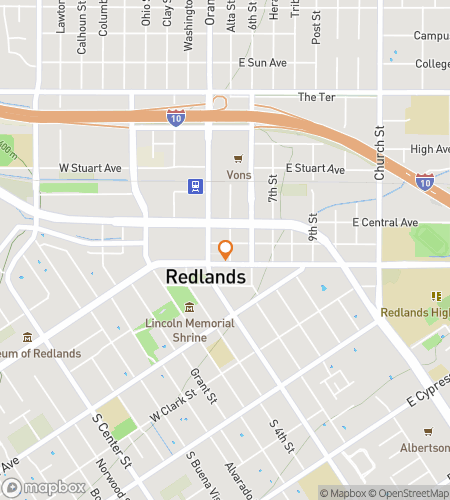 Map of scavenger hunt walking tour for Redlands California Bar Hunt