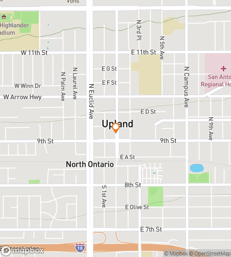 Map of scavenger hunt walking tour for Upland Bar Crawl