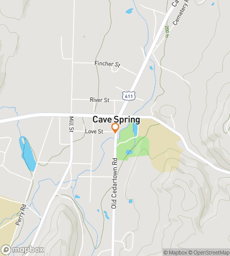 केव स्प्रिंग कैपर एडवेंचर के लिए स्कैवेंजर हंट वॉकिंग टूर का नक्शा