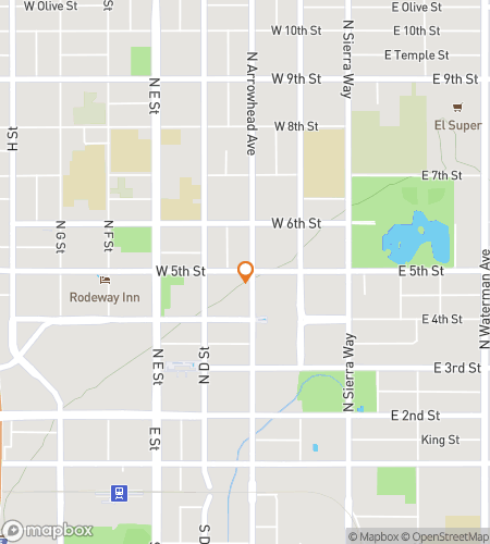 Map of scavenger hunt walking tour for San Bernardino Bar Crawl