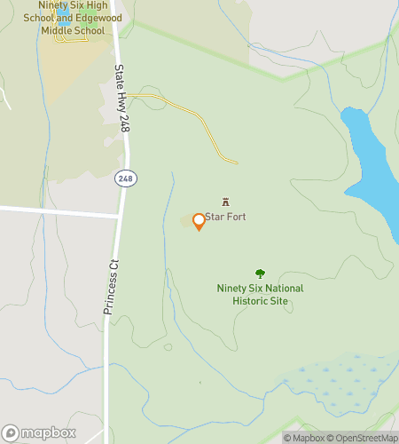 Map of scavenger hunt walking tour for Ninety Six Sizzling Scavenger Search