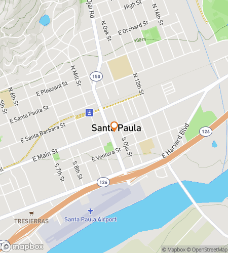 Map of scavenger hunt walking tour for Santa Paula‘s Puzzling Pursuit
