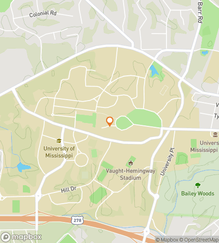 Mapa pěší prohlídky scavenger hunt pro University Of Mississippi Ole Miss Scavenger Hunt