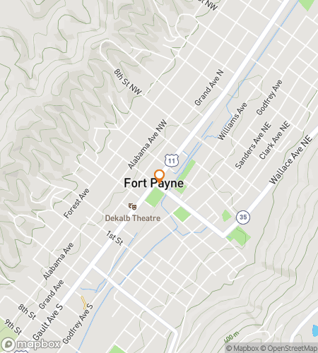 Map of scavenger hunt walking tour for Fort Payne‘s Playful Pursuit