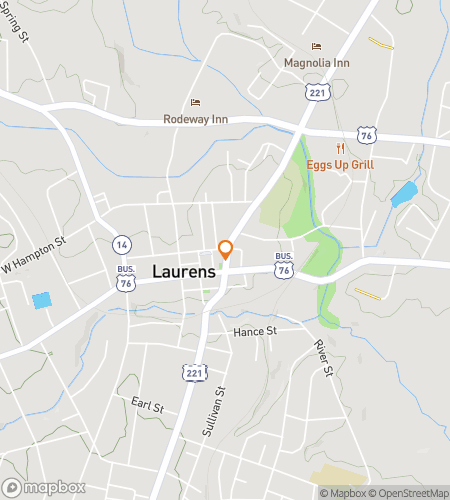 Map of scavenger hunt walking tour for Laurens Downtown Dash & Discover