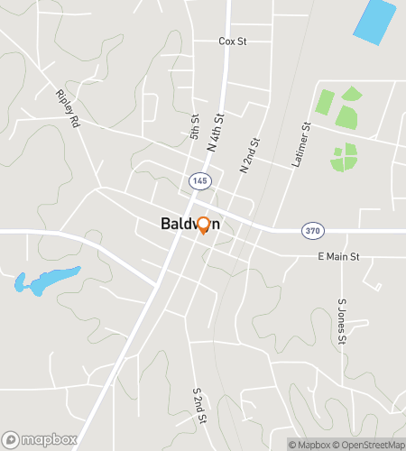 Map of scavenger hunt walking tour for Baldwyn‘s Bounty Bonanza