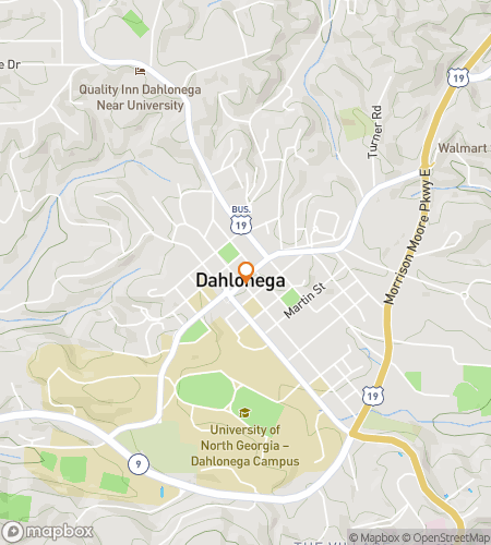 Map of scavenger hunt walking tour for Dahlonega Georgia Bar Hunt