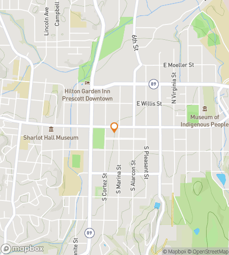 Map of scavenger hunt walking tour for Prescott’s Wild West Wander