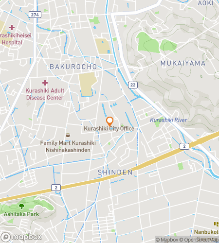 Map of scavenger hunt walking tour for Kurashiki Scavenger Hunt